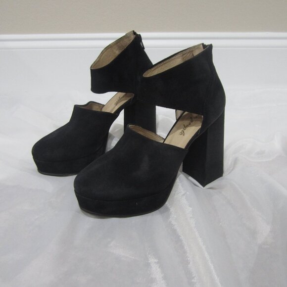 Free People 40 9 Suede Mary Jane Chunky Heels Shoes - Picture 1 of 10